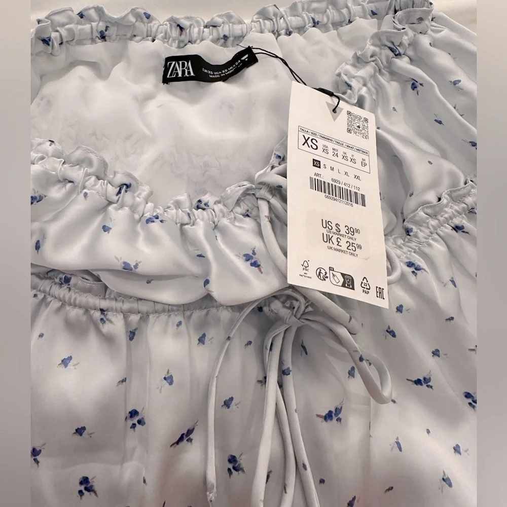 NWT Zara satin floral mini skirt - Picture 7 of 12